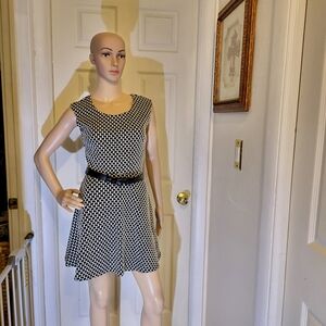 Candie's Wavy Stripe Mini Skater Dress Black & White Women's Size M